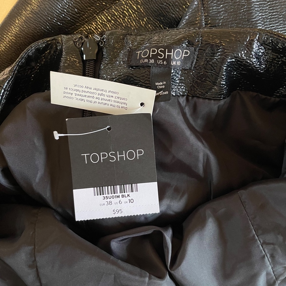 NWT Black Topshop Faux Leather mini dress, Size 6 - Picture 11 of 12